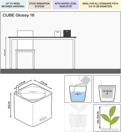 Lechuza Cube Glossy Triple, Scarlet Rot & Cube Glossy 16, Lackierte Oberfläche, Scarlet Rot, Hochwer