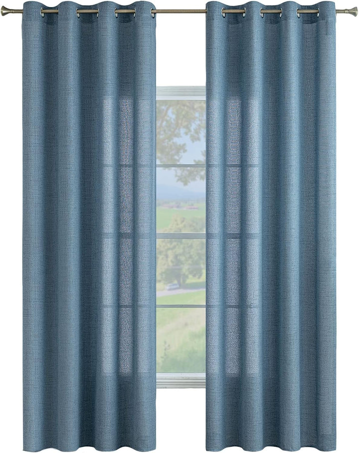 MIULEE Leinen Vorhänge mit Leinen Ringe Effekt Wohnzimmer Modern Semi-transparent Voile Vorhang Natu