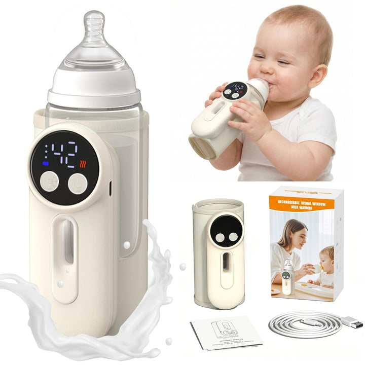 Tragbarer Flaschenwärmer Baby – Kabelloser Babyflaschenwärmer mit 6 Temperaturstufen 360° Schnellhei