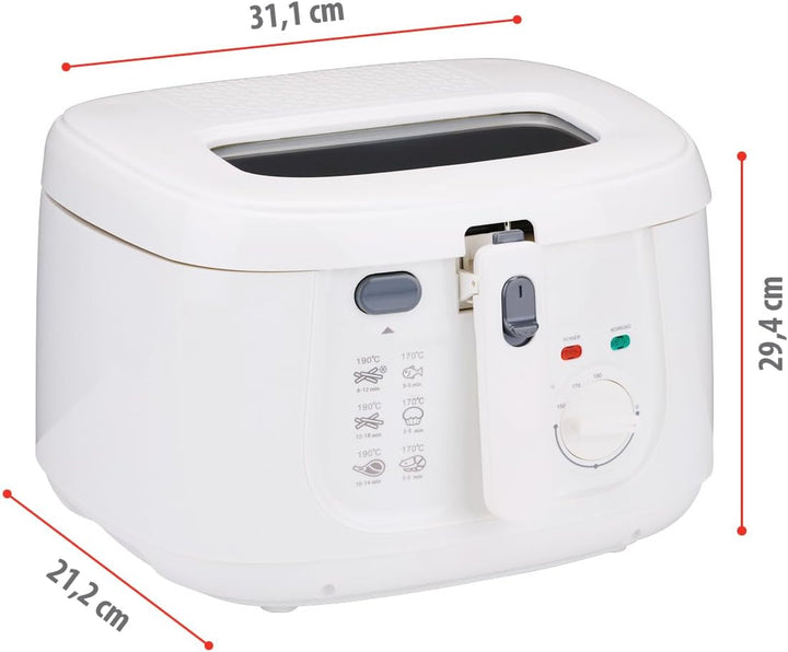 alpina Friteuse 2,5L DF-165 - Friteuse mit Fett 1800W - Einstellbare Temperatur bis 190°C - für 2 bi