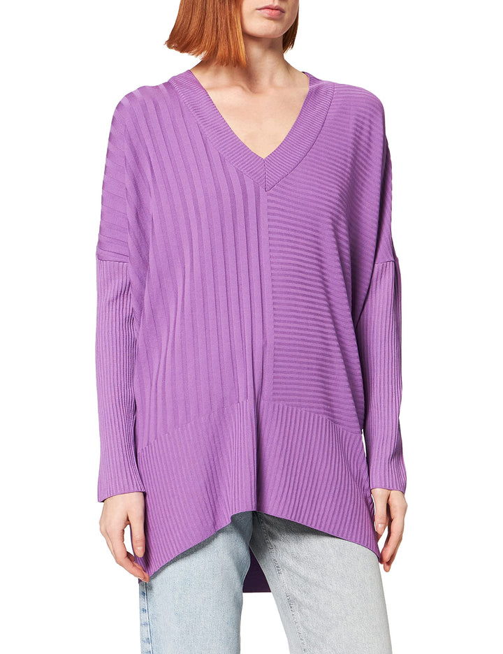 IPEKYOL Damen Below HIPS Ribbed Knit Knitwear Sweater S Lilac, S Lilac