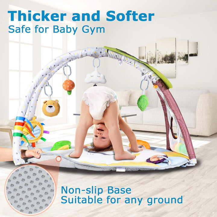 Lupantte Baby Spieldecke,Spielbogen Baby 2 Austauschbaren Bezügen,Spielmatte mit Spielbogen Abnehmba