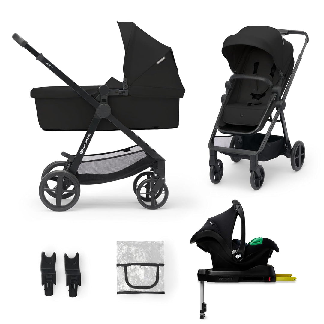 Kinderkraft NEWLY Kinderwagen 4 in 1, Komplettset bis 22 kg, Leicht Kombikinderwagen mit Babyschale
