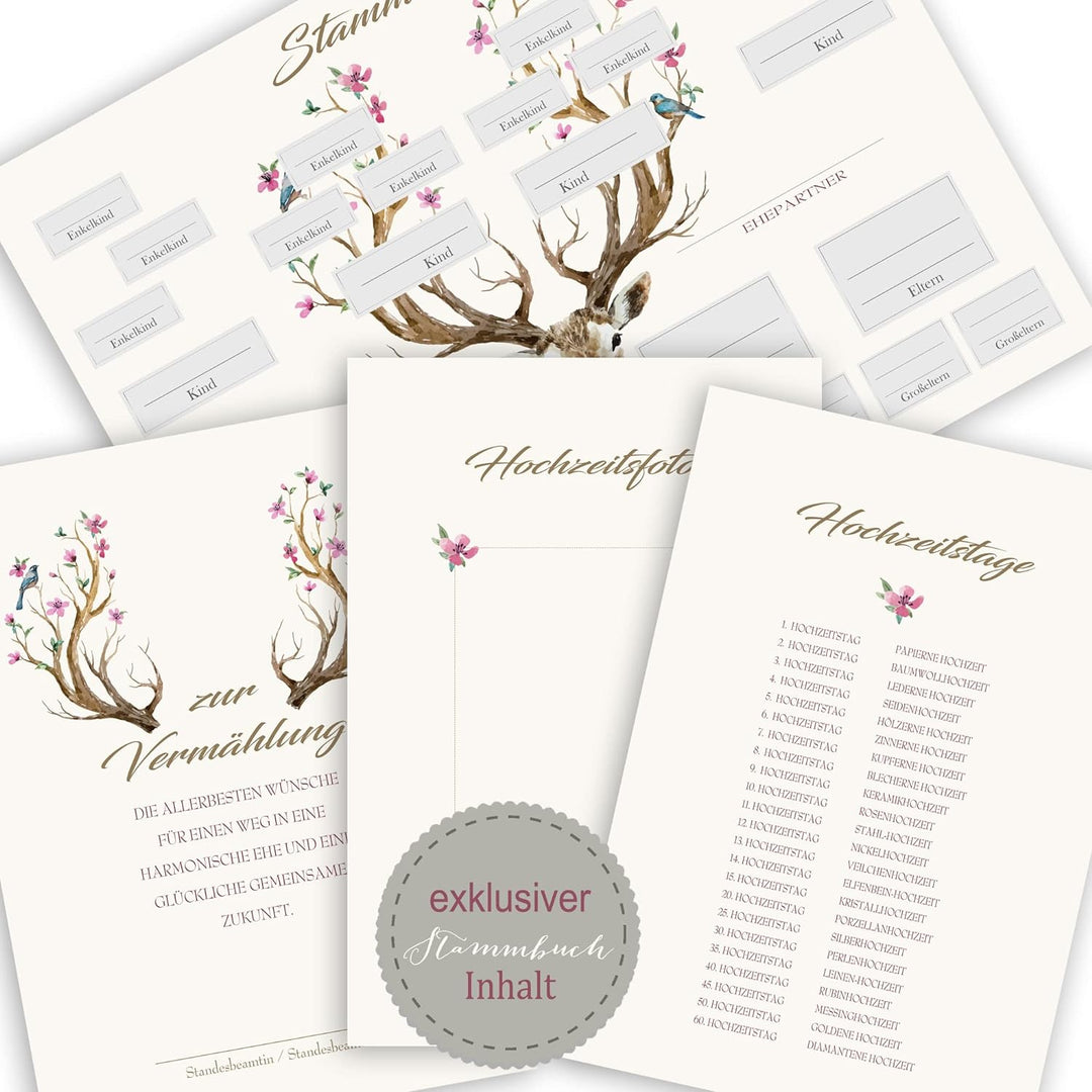 Stammbuch der Familie personalisiert Chifre beige A4 ca. 24 x 31 cm Familienstammbuch Stammbücher Hi