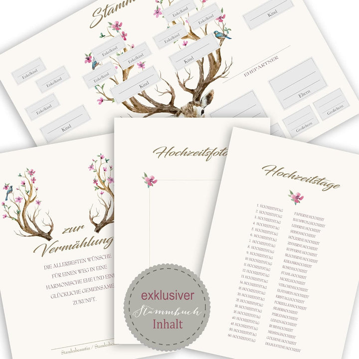 Stammbuch der Familie personalisiert Chifre beige A4 ca. 24 x 31 cm Familienstammbuch Stammbücher Hi