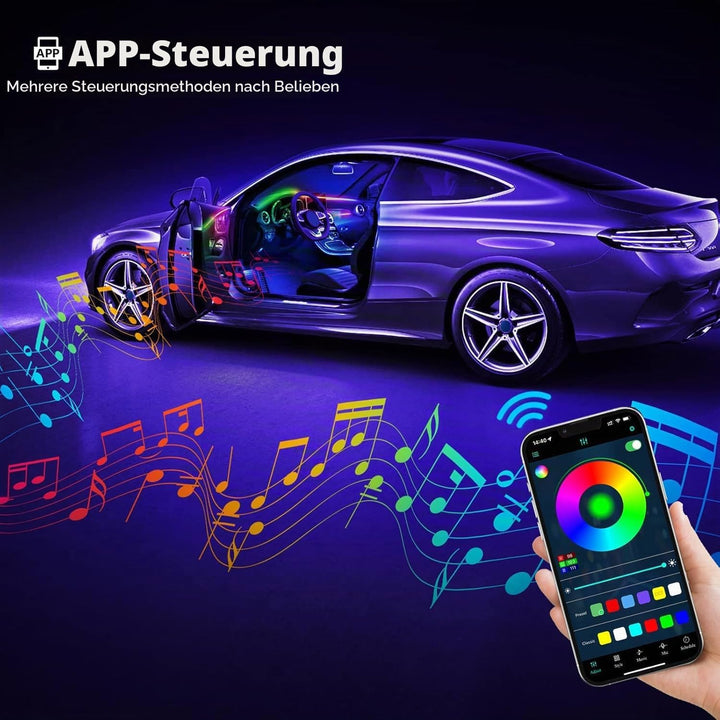 Acrylic Interior Car LED Strip Light with Wireless APP, RGBIC Dreamcolor 5 in 1 Ambient Lighting Kit