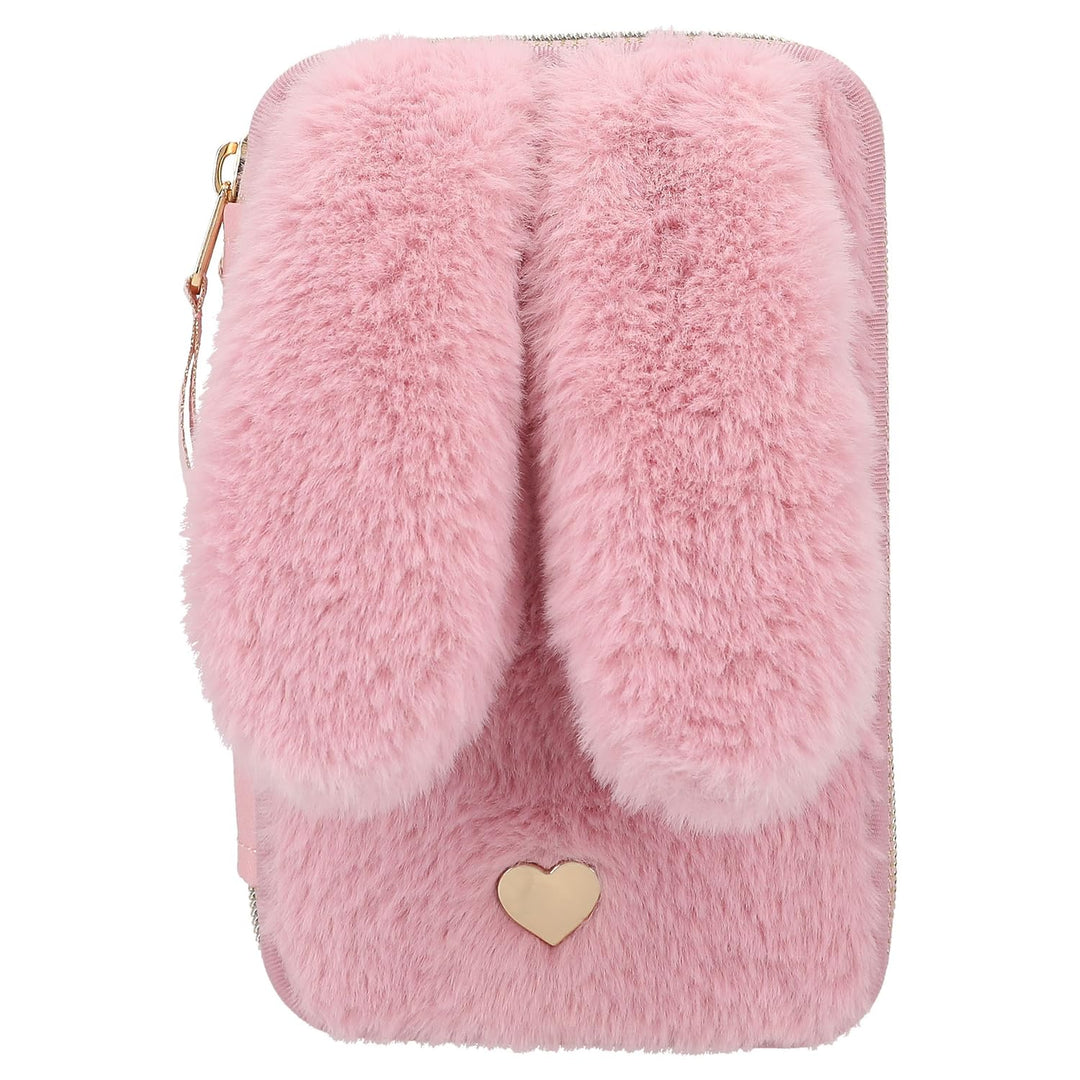 Depesche 12864 Princess Mimi Bunny Ballet - Gefüllte 2-Fach Federtasche mit rosa Plüschfell und lang