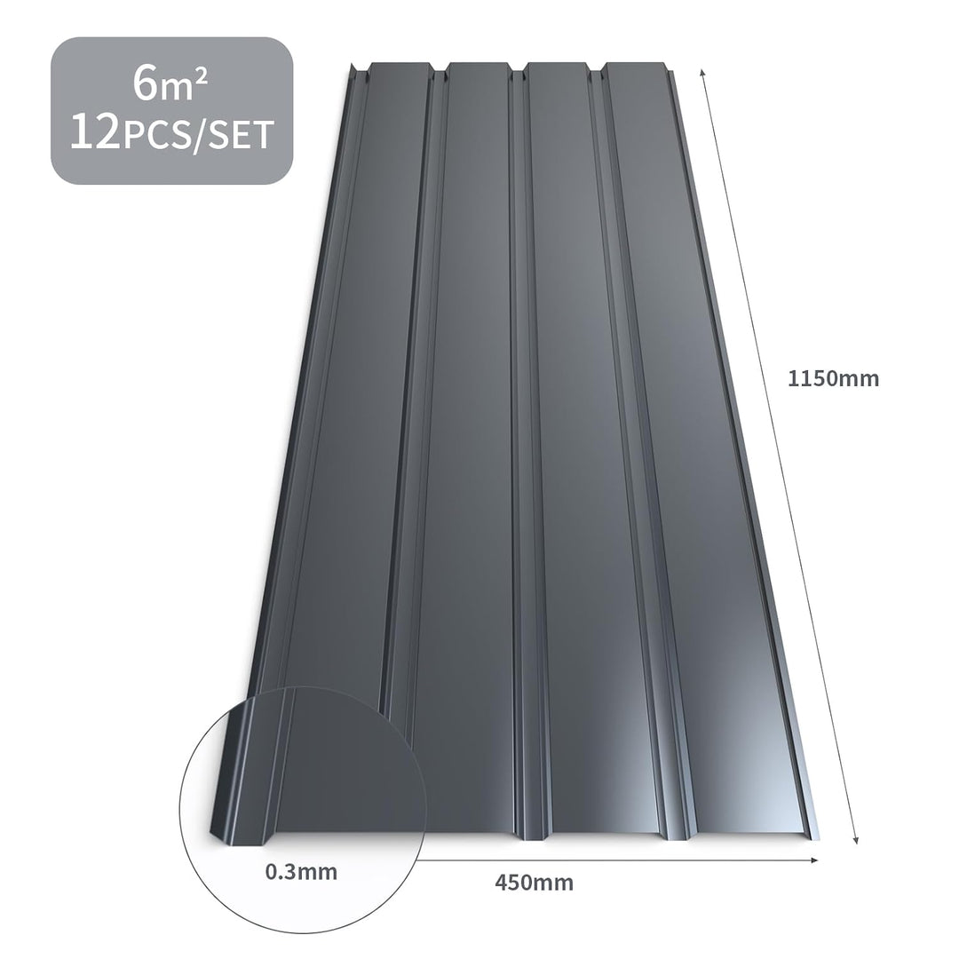Mondeer Dachblech, Dachbleche Trapezblech, 12PCS Metall Dachdeckung Stahlblech Formblech Platten 115