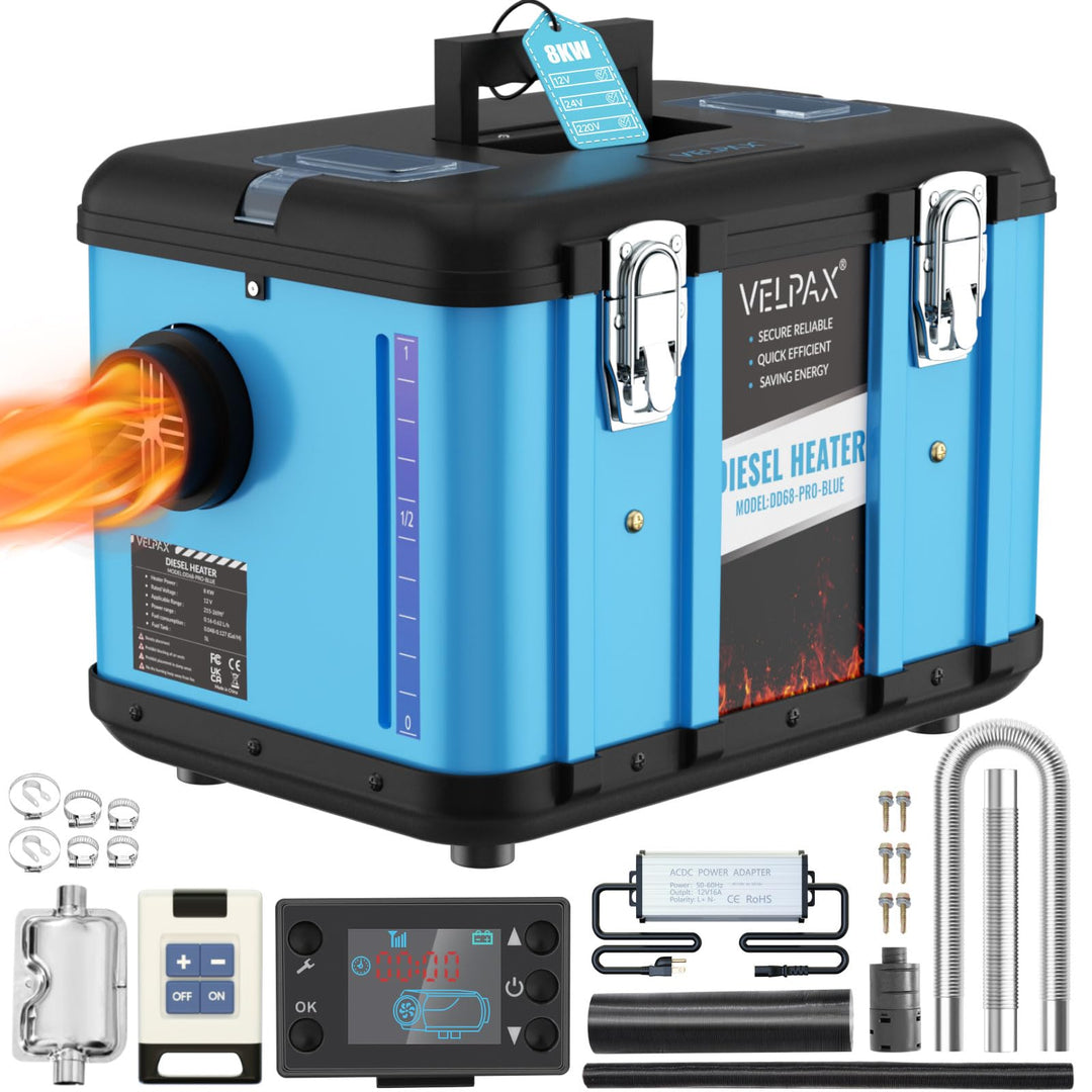 VELPAX Diesel Luftheizung All in One 8KW Dieselheizung,mit Fernbedienung & LCD-Schalterdisplay 12V &