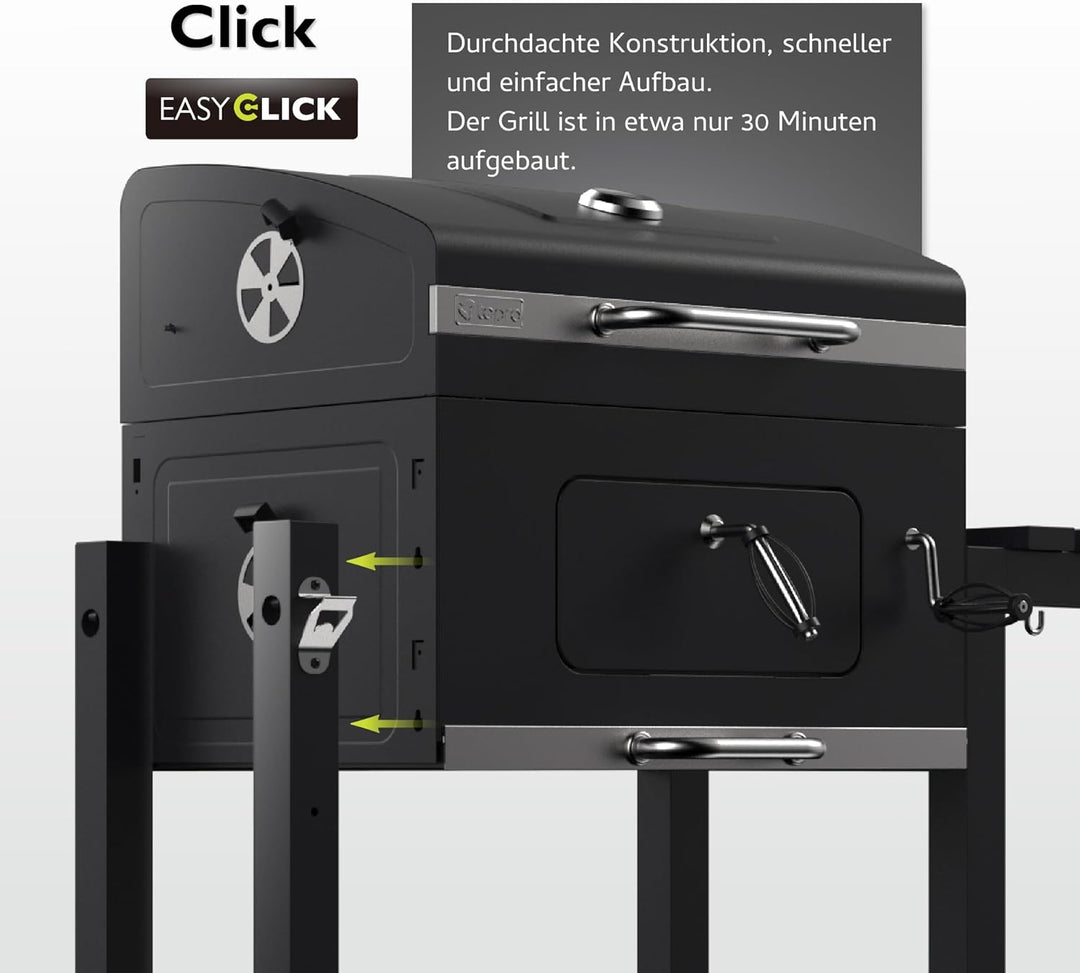 tepro Holzkohlegrill Grillwagen Toronto Click, Grillfläche: ca. 56 x 41,5 cm,