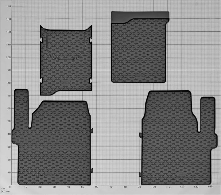 Gummifussmatten und Kofferraumwanne EIN Set passend für Ford Transit Custom 2 Sitzer ab 2024- + Tunn