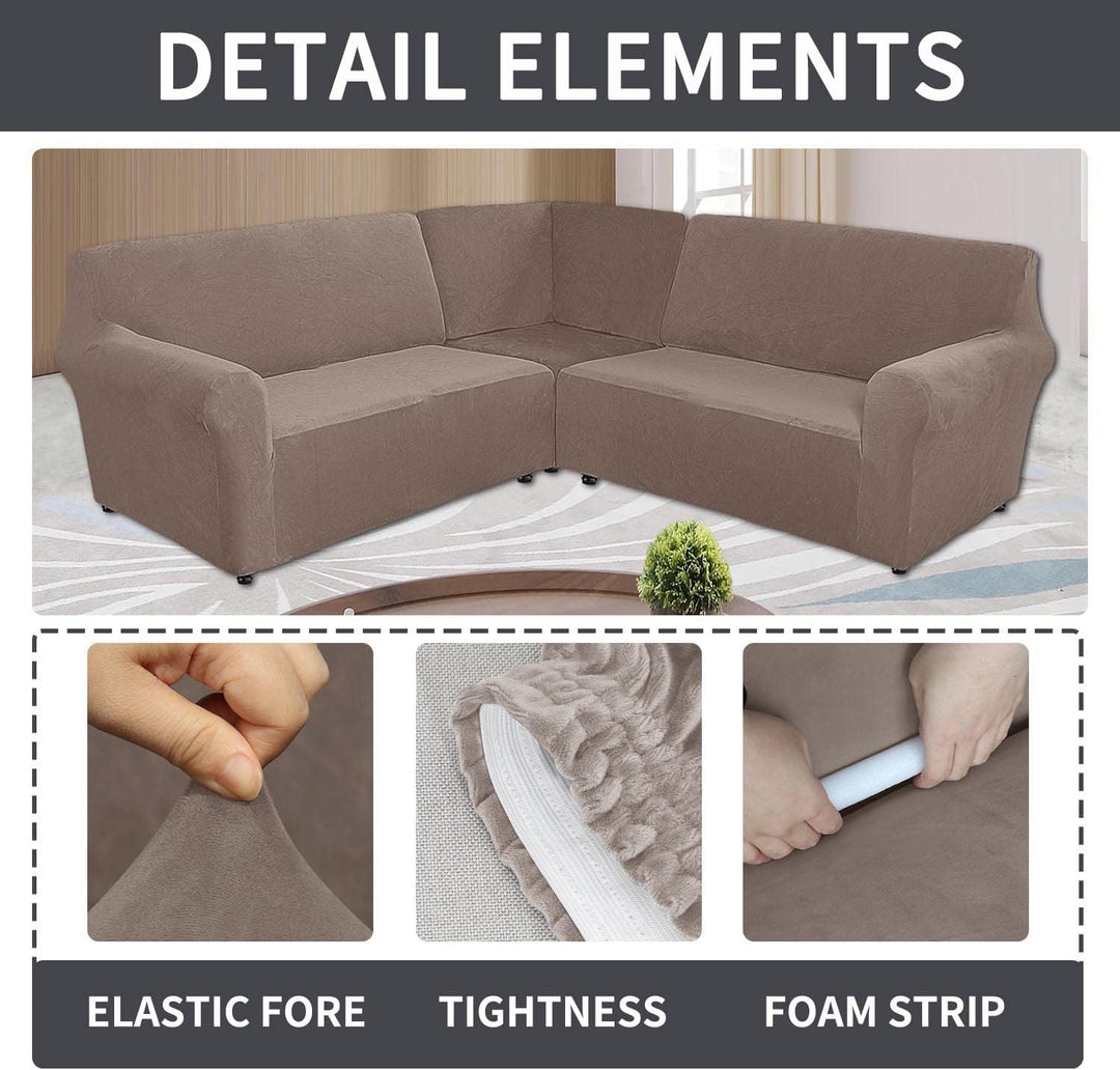 MINGPINHUIUS Sofabezug L Form Stretch Sofabezug aus Samt für 5 Sitzer Ecksofa, Anti Rutsch Sofa Über