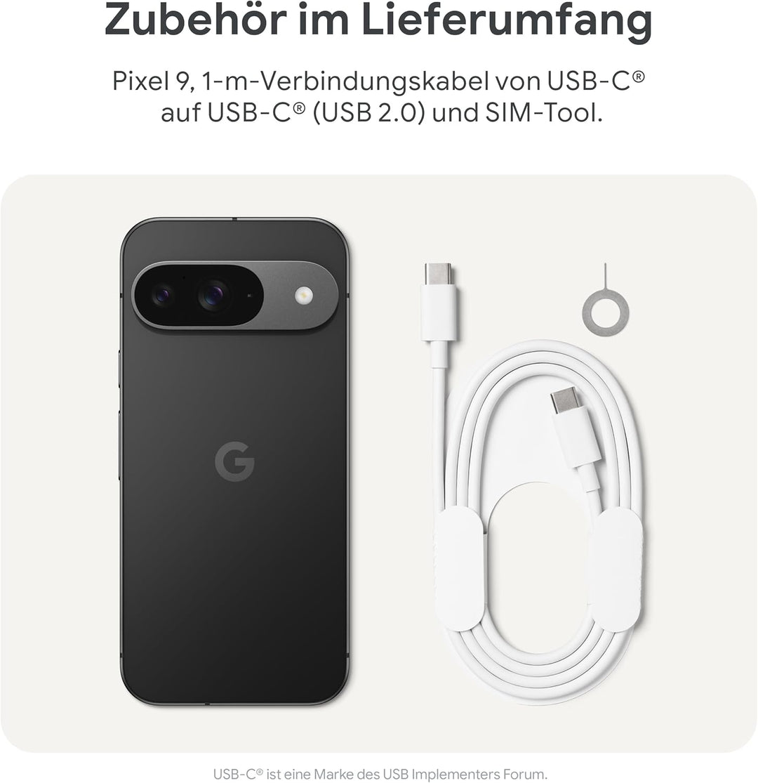 Google Pixel 9 – Android-Smartphone mit Gemini ohne SIM-Lock, erweiterte Kamerafunktion, 24 Stunden