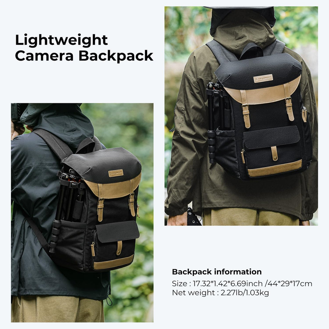 K&F Concept Kamerarucksack Rolltop 20L Fotorucksack Wasserdicht Robuste Rucksack-Stofftaschen aus St