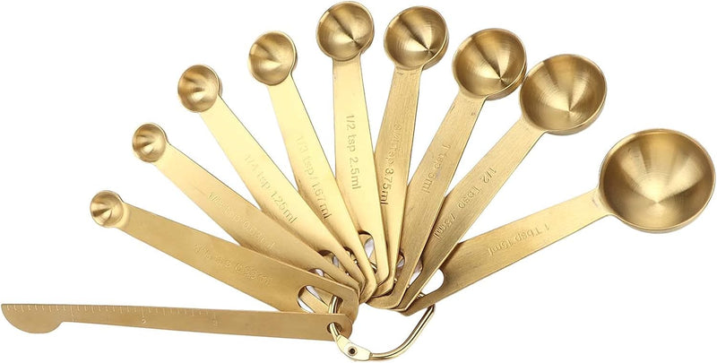 18PCS Messbecher Set, Messbecher Edelstahl Gold Kaffeelöffel Cup Set Backwaage Löffel Spülmaschinenf