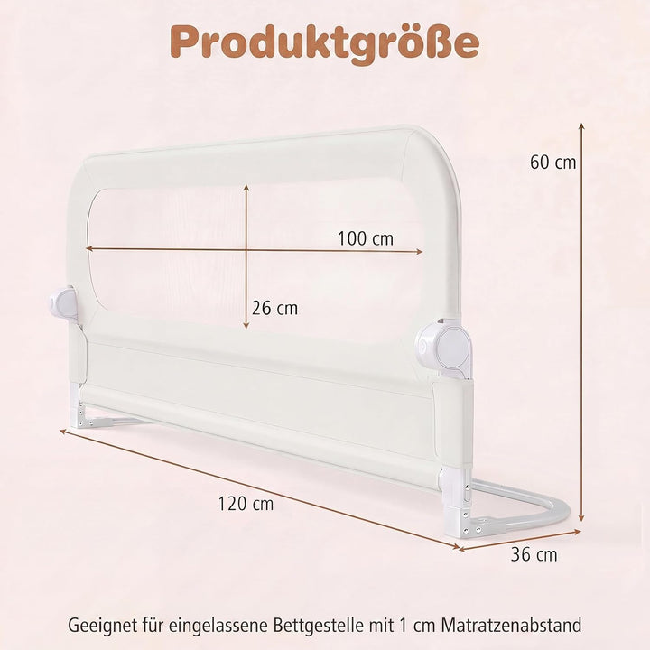 RELAX4LIFE Bettgitter Rausfallschutz, 120 x 60 cm, zusammenklappbares Bettschutzgitter, Kinderbettgi