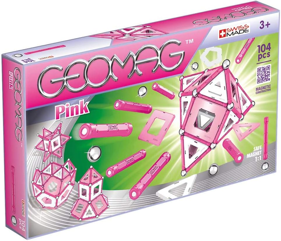 GEOMAG - CLASSIC ROSA - 104 Teile - Magnetische Konstruktion für Kinder ab 3 Jahren - Magnetische Sp