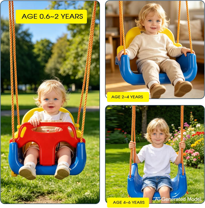 KINSPORY Kinderschaukel Babyschaukel 3 in 1 Babysitz verstellbar Mitwachsend Schaukelsitz Gartenscha