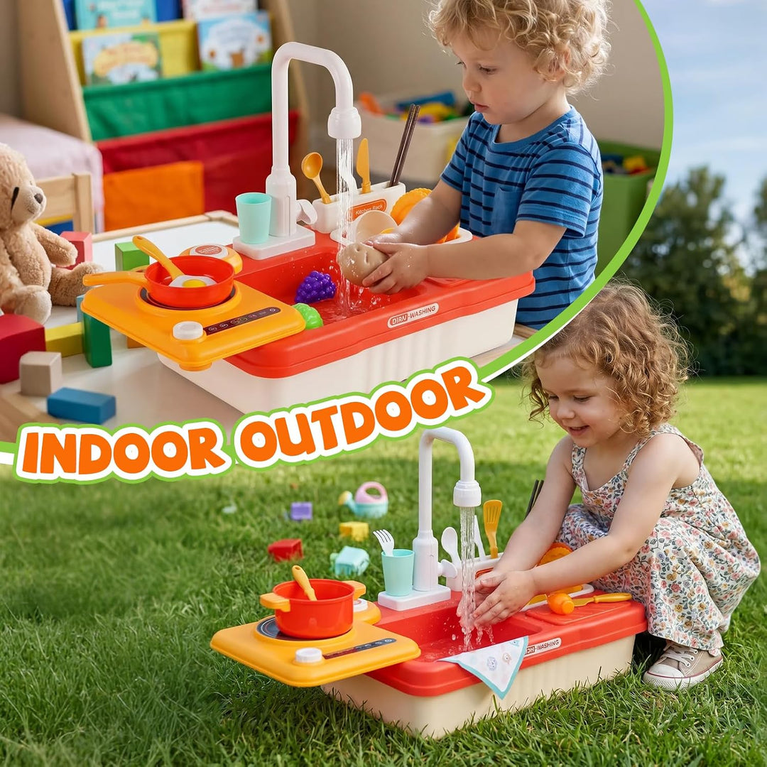 Ark miido Kinderwaschbecken Und Spielküche Mit Automatischem Wasserkreislaufsystem, Drehbarer Wasser