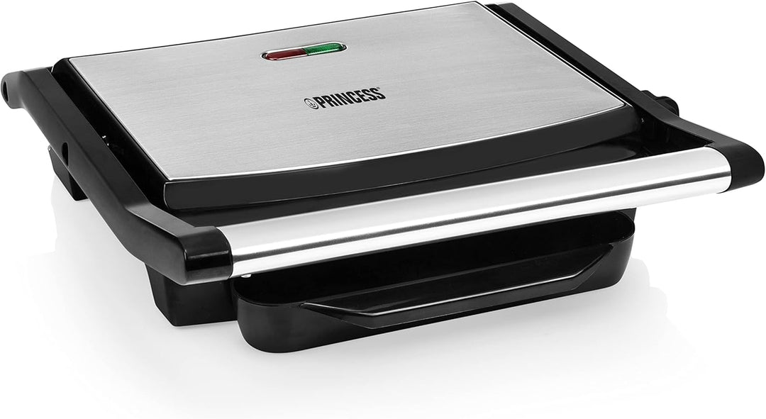 Princess Kontaktgrill - Panini Grill mit Edelstahlasuführung, 2000 Watt, 0,75m Kabellänge, 30x24cm G