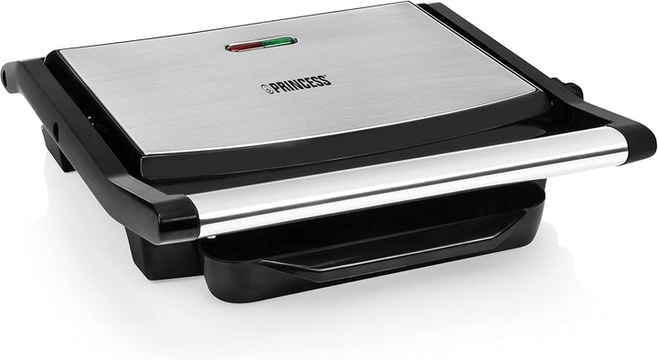Princess Kontaktgrill - Panini Grill mit Edelstahlasuführung, 2000 Watt, 0,75m Kabellänge, 30x24cm G
