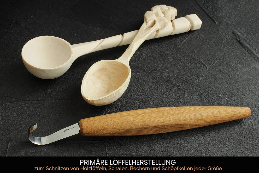 BeaverCraft Spoon Carving Hook Knife SK5s 5cm - Doppelseitiges Hakenmesser zum Holzschnityen Schnitz