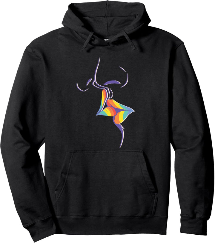 LGBTQ+ Statement: Rainbow Kiss Lips Pullover Hoodie
