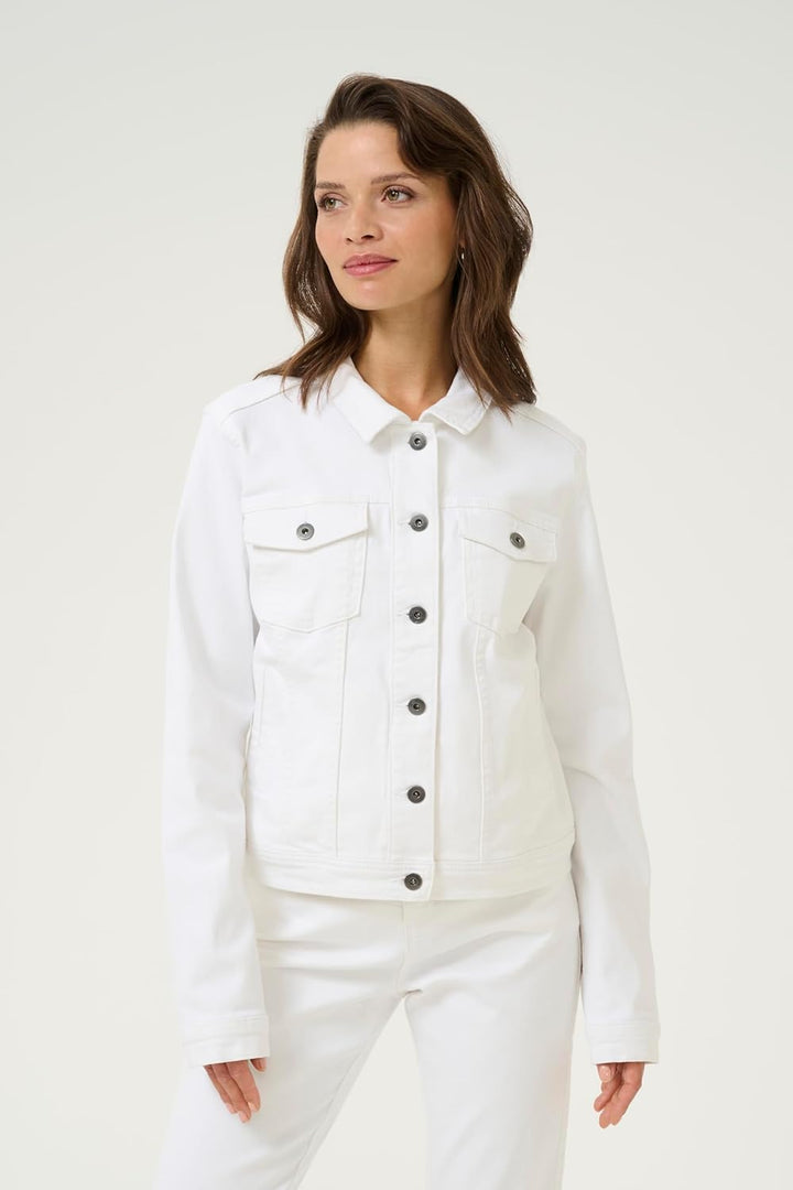 KAFFE Jacke KAzelina Damen Jeansjacke Leichte Denim Übergangs Jacke 40 Chalk, 40 Chalk