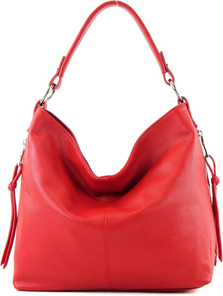 modamoda de Damen Schultertasche, Leder T160 T160 Signalrot, T160 Signalrot
