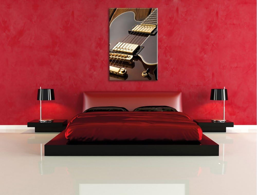 Pixxprint E-Gitarre, Format: 100x70 auf Leinwand, XXL riesige Bilder fertig gerahmt mit Keilrahmen,