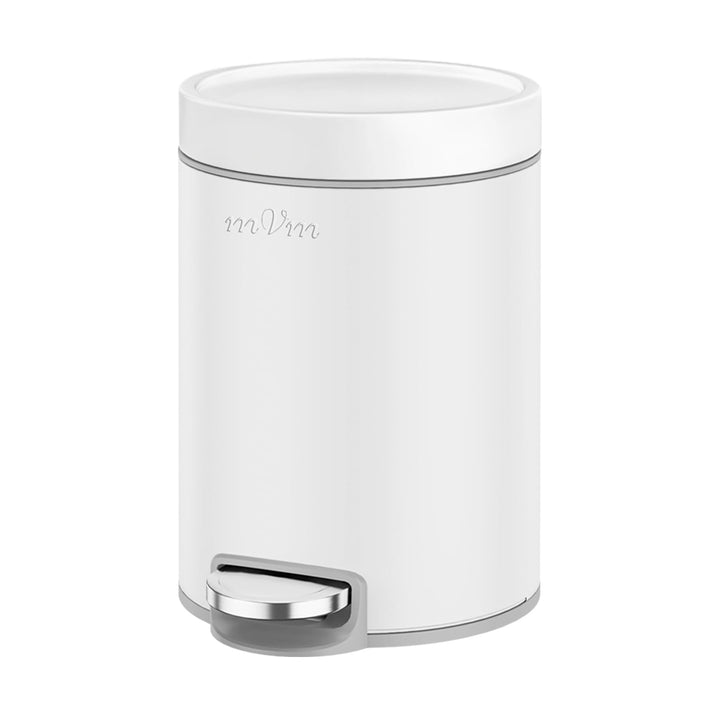 mVm Mülleimer Bad 5L, Mülleimer mit Deckel, Weiss | Soft-Close, Herausnehmbarem Inneneimer, Fingerab
