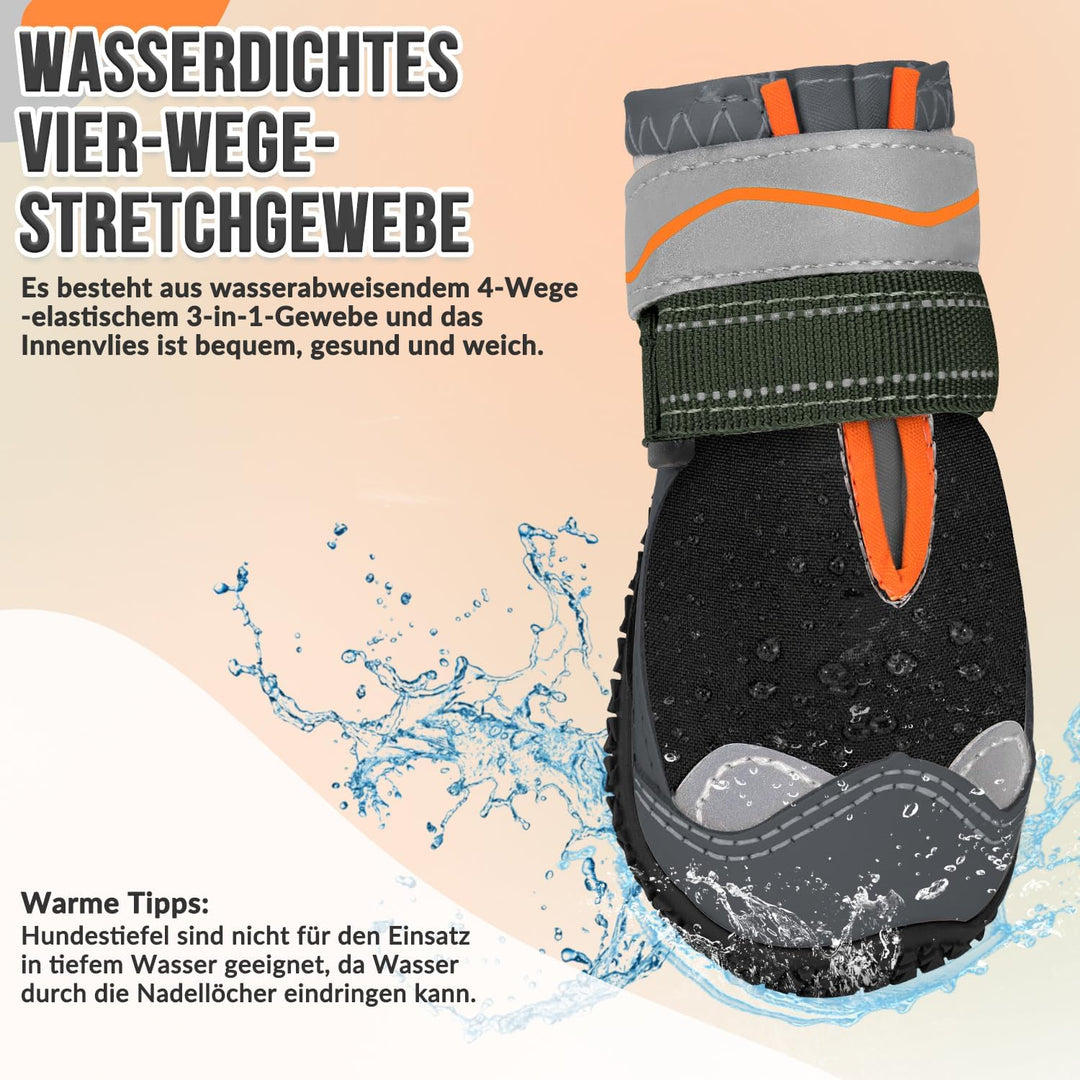Eyein Hundeschuhe Pfotenschutz, 2 Stück Wasserabweisend Hundeschuhe mit Rutschfester Sohle und refle