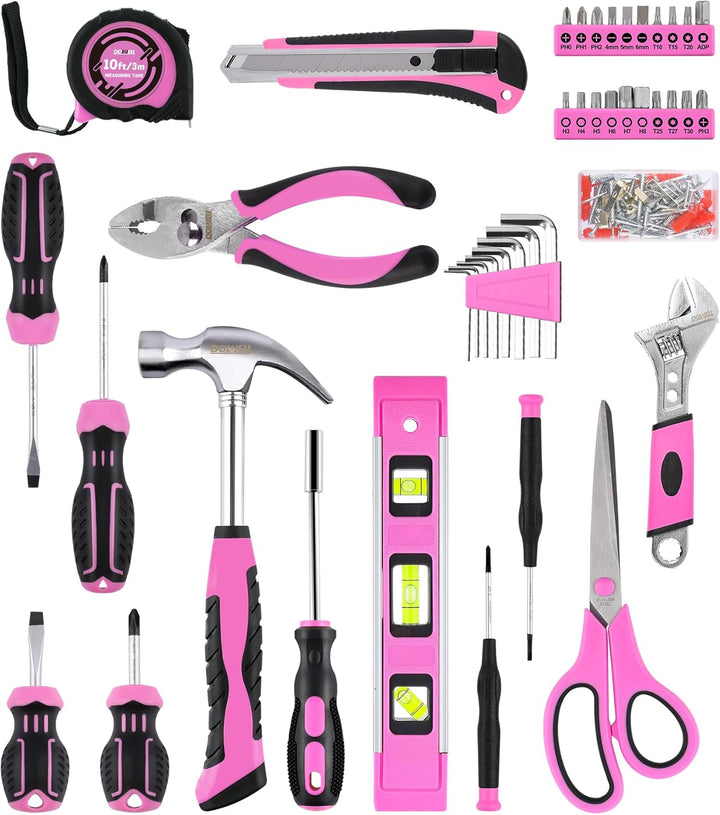 DOWELL Rosa Werkzeugset für Damen, Mädchen, Damen, 123-teilig, mit Werkzeugkoffer