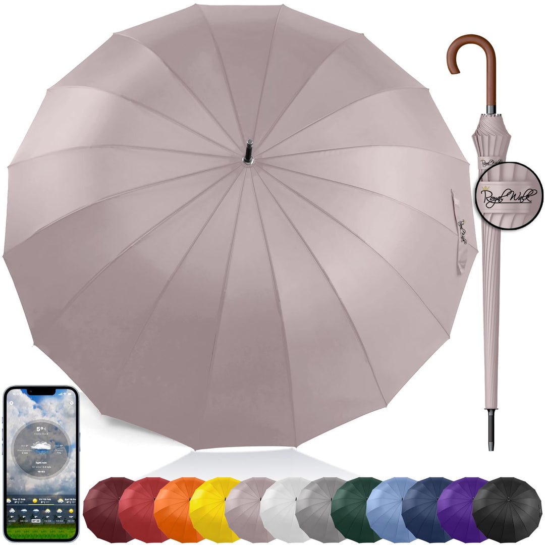 Royal Walk Gross XXL 54 inch Automatik Reise Golf Regenschirm für Damen und Herren Sturmfest Windsic