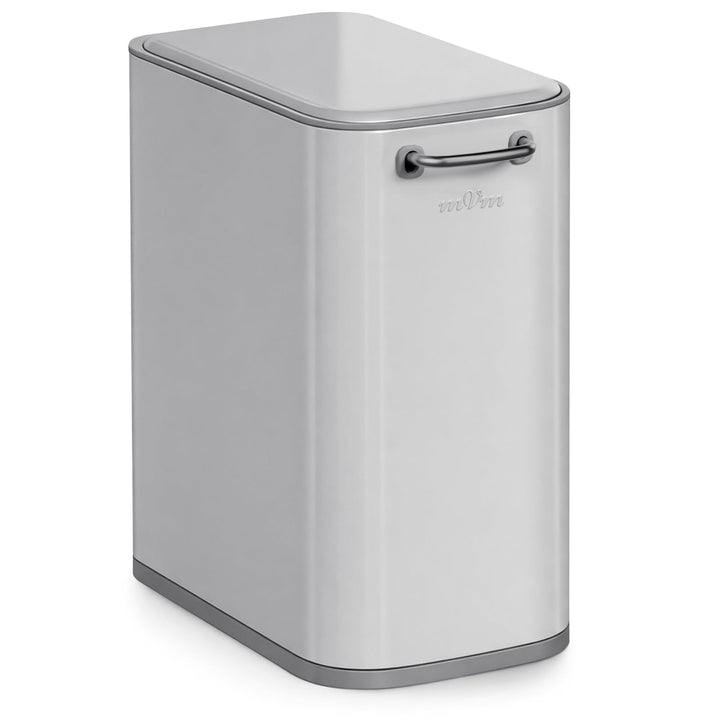 mVm Mülleimer Bad 6L, Abfalleimer Edelstahl, Handbetätigter, Perlgrau Perlgrau 6L, Perlgrau 6L