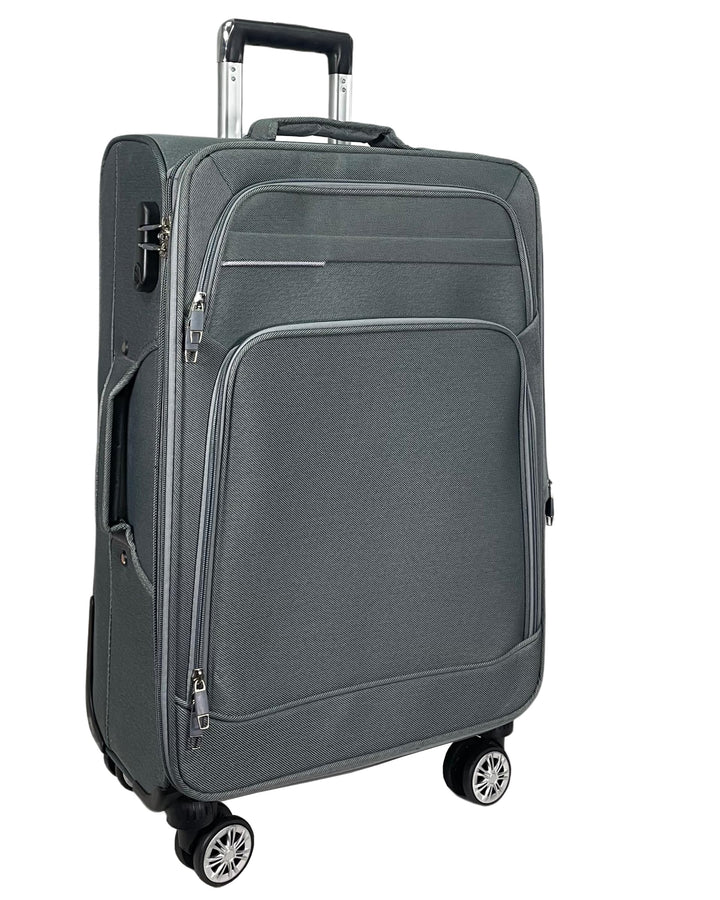 Stoff Reisekoffer Trolley Erweiterbar mit Zwillingsrollen (M/L/XL/XXL oder 4er Set) Weichgepäck (Gra