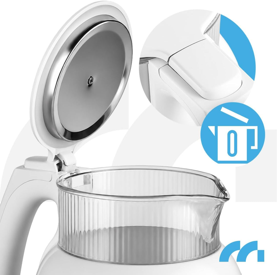 MalTec Glas Wasserkocher 1,5L mit Temperaturwahl und LED