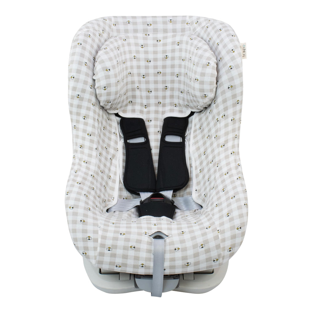 JYOKO Kids Universal-Autositzbezug aus Baumwolle mit Kopfteil (Picnic Vichy) Picknick Vichy, Picknic