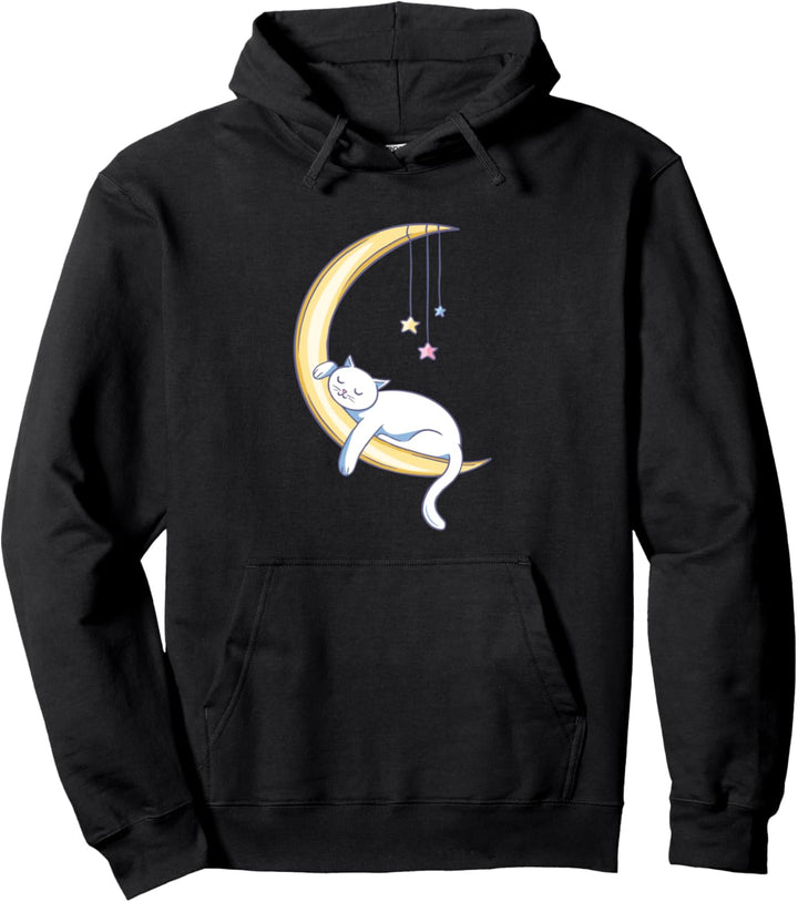 Schlafende Katze auf dem Mond für Cat Ladies Pullover Hoodie