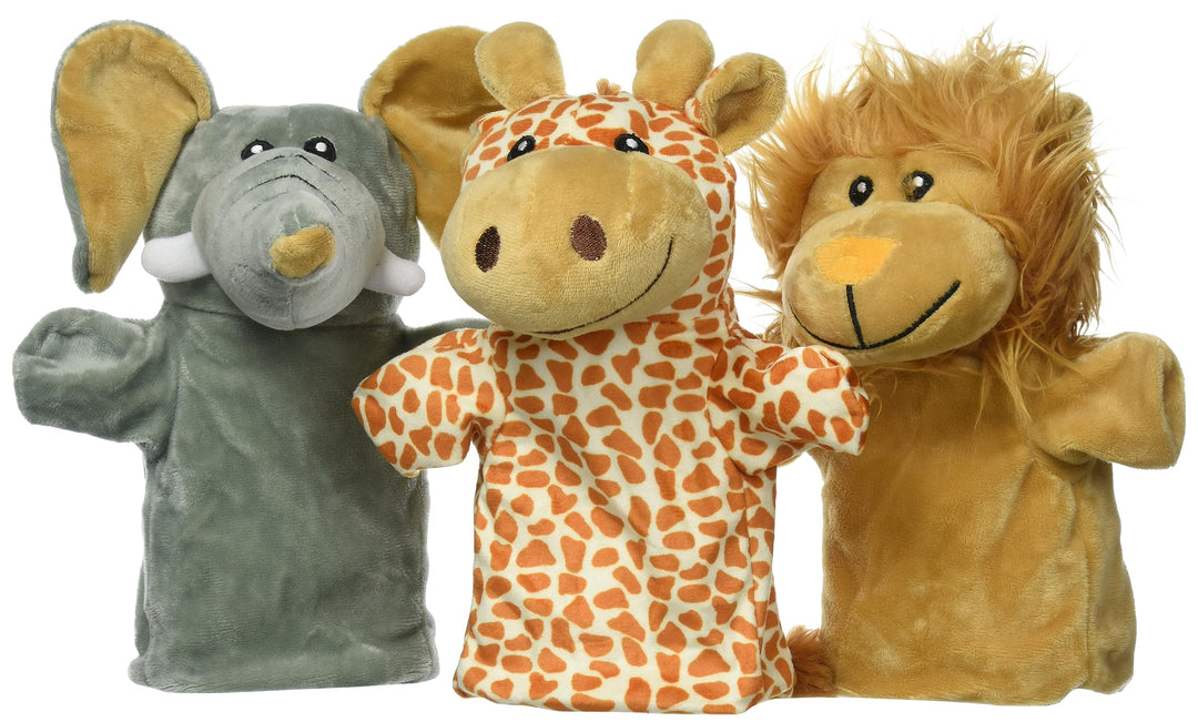 goki Handpuppen Wilde Tiere 3er Set aus Plüsch