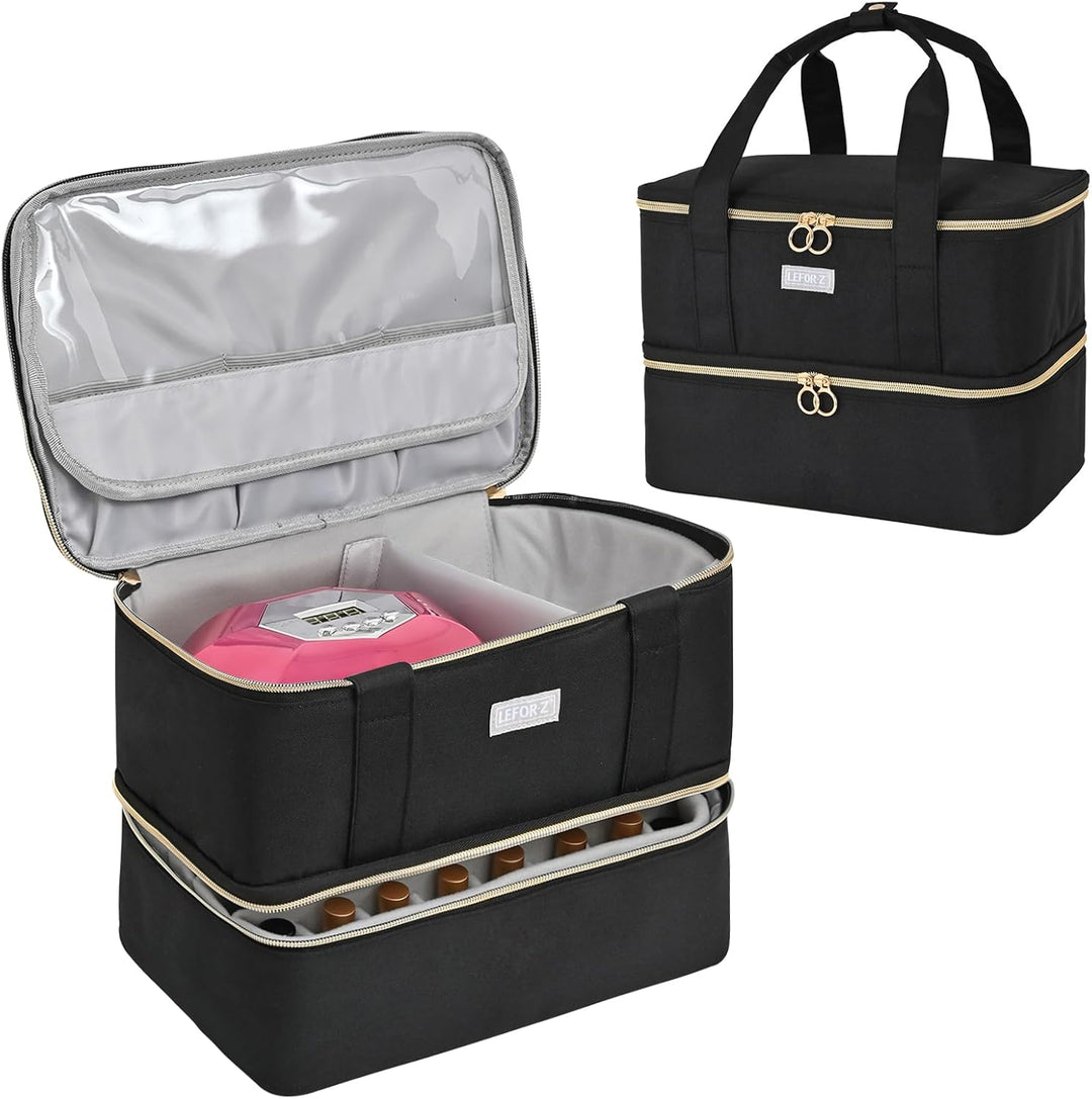Nagellack Aufbewahrung Tasche,Doppelschichtige Nagellack Organizer für 40 Flaschen(15ml-0.5 FL.oz) u