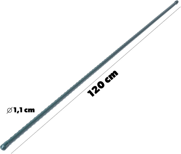 KADAX 15x Pflanzstäbe 120cm x 11mm, Blumenstütze aus Stahl, Beschichtete Pflanzstab, Pflanzen-Rankst