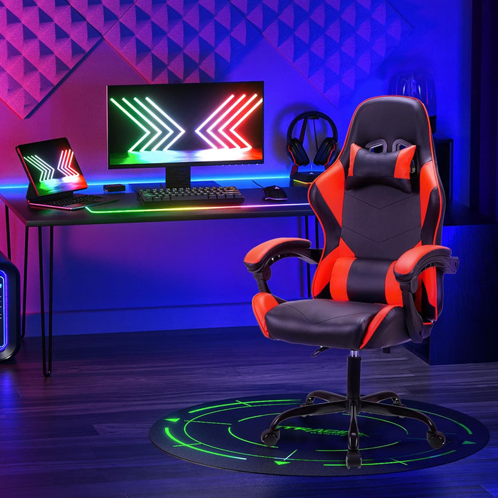 T-THREE.Ergonomischer Leder Gaming Stuhl Bürostuhl Drehstuhl Computerstuhl Rennstuhl Lederstuhl höhe
