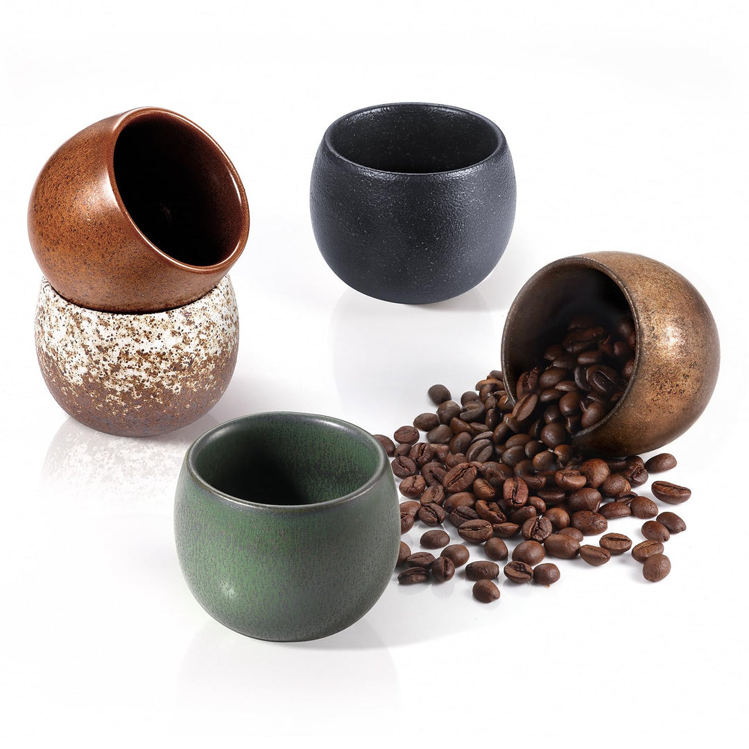 ecooe 90ml Espresso Tassen Dickwandig aus Steingut Kaffeetassen 5er Set 90ml Grau, 90ml Grau