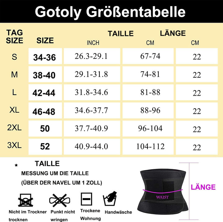 Gotoly Damen Bauchweggürtel Fitness Schwitzgürtel Sport Fitnessgürtel Verstellbarer Neopren Sauna Ge