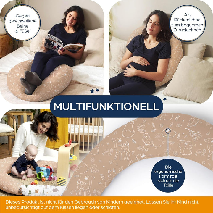 Niimo XXL Schwangerschaftskissen & Stillkissen - Seitenschläferkissen mit Bezug aus 100% Baumwolle,