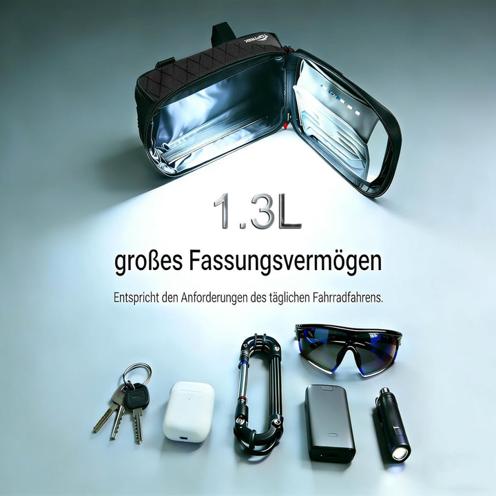 toptrek Fahrrad Rahmentasche, Fahrradtasche Rahmen für Smartphone mit TPU Sensitivem Touchscreen für