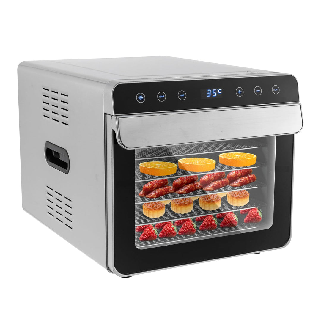 Dörrautomat, Edelstahl Dörrgerät mit 6 Einlegefächer Obsttrockner Food Dehydrator Dörrapparat für Ob