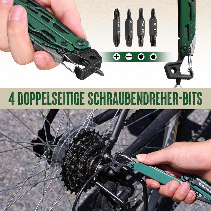 Mossy Oak Multifunktionszange, 27-in-1 Multitool Werkzeug, Faltbares Edelstahl Multifunktionswerkzeu
