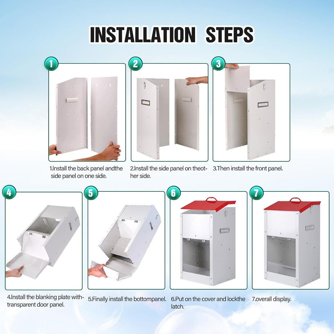 Svauoumu Automatischer Futterautomat für Hunde, 25lb Kapazität Outdoor Dog Feeder Gravity Feeder Chu